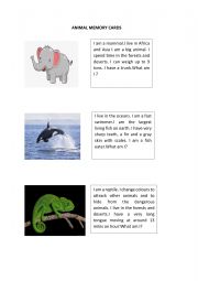 English Worksheet: ANIMAL MEMORY CARD GAME