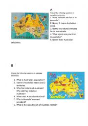English Worksheet: Australian Facts