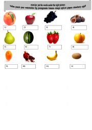 English Worksheet: Fruits 