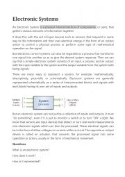 English Worksheet: Electronic systems