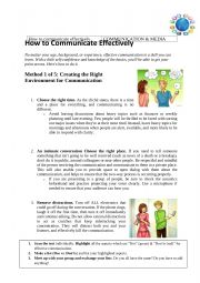 English Worksheet: Reading Comprehension: How to communicate effectively