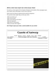 Writing exercise-writing a newspaper article about crime