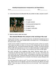 English Worksheet: Comparatives and Superlatives
