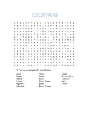 English Worksheet: Countries crossword