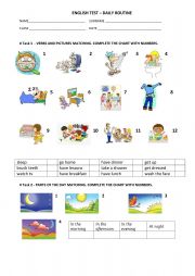 English Worksheet: DAILY ROUTINES TEST