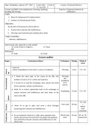 English worksheet: Expressing interests and Indifference 