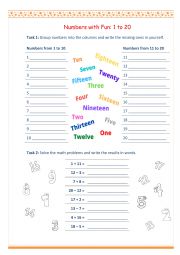 Numbers with Fun: 1 to 20