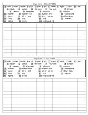 English Worksheet: Bingo Game (Numbers 1~ 100)