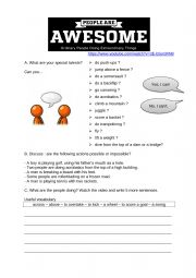 English Worksheet: People are awesome! 