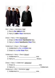 English Worksheet: Harry Potter comparatives 