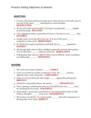 English Worksheet: ADJECTIVES