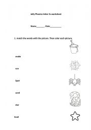 Jolly phonics letter S worksheet 