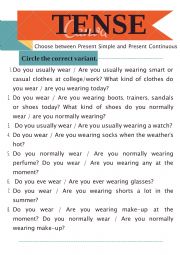 English Worksheet: Present Simple and Present Continuous 