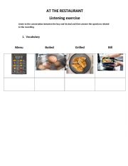 English Worksheet: Ordering food at the restaurant