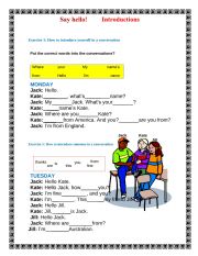 English Worksheet: Introducing Yourself and Others