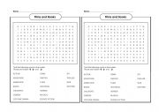 Films and books. Vocabulary Wordsearch