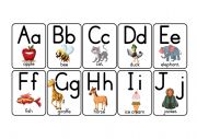 English Worksheet: A-J letters