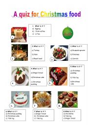English Worksheet: Christmas food quiz