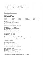 English Worksheet: Boulevard of broken dreams - Green Day