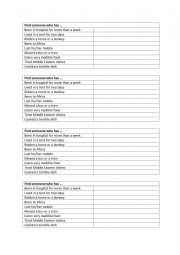 English Worksheet: Find Someone Who (Present Perfect)
