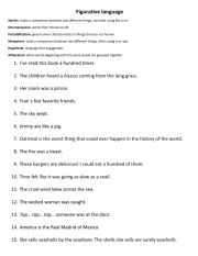 English Worksheet: Figurative Language