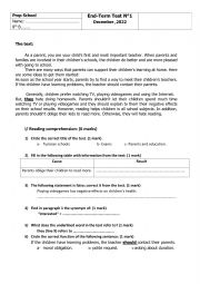 English Worksheet: End-term test 1 8th form Tunisian schools
