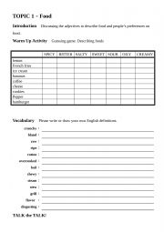 English Worksheet: Food 