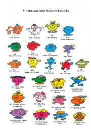 English Worksheet: Who�s Who Mr Men and Little Misses
