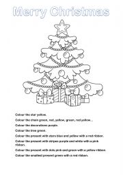 English Worksheet: Colour the Christmas tree