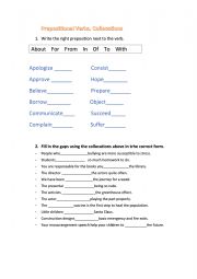 English Worksheet: Collocations . Prepositional verbs