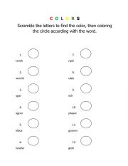 English Worksheet: Colors