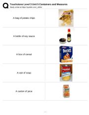English Worksheet: Touchstone Level 3 Unit 5 Containers and Measures