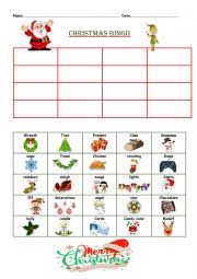 English Worksheet: Christmas bingo