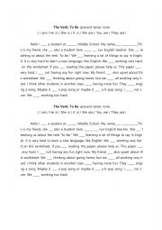English Worksheet: To Be present tense fill-in-the-blanks