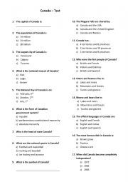 English Worksheet: Canada-quiz