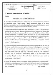 English Worksheet: End of term test 3rd form