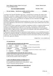 English Worksheet: whistle blowing