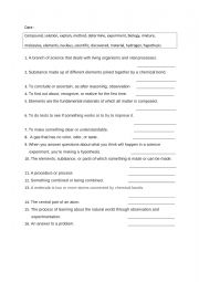 English Worksheet: Science and vocabulary