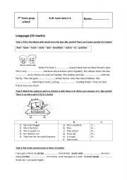 English Worksheet: English full term test 1 7th form 
