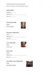 English Worksheet: Basic info - to be - Famous people