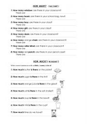English Worksheet: HOW MUCH - HOW MANY