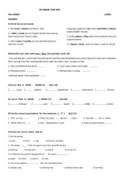 English Worksheet: 5th grade quiz