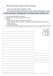 English Worksheet: Write a postcard about your holidays