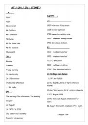 English Worksheet: THE PREPOSITIONS OF TIME