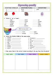 English Worksheet: EXPRESSING QUANTITY