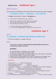 Conditional type I and  2 worksheet