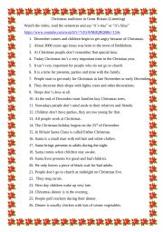 English Worksheet: Christmas traditions in Great Britain.