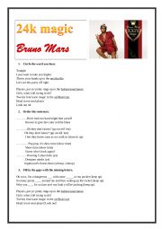 English Worksheet: 24K Magic worksheet - Bruno Mars