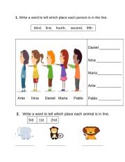 English Worksheet:  Ordinal Numbers 