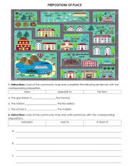 Prepositions of place using a community map